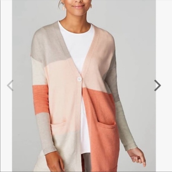 J Jill Pure Jill Color Block Cardigan Size M petite - Picture 1 of 5